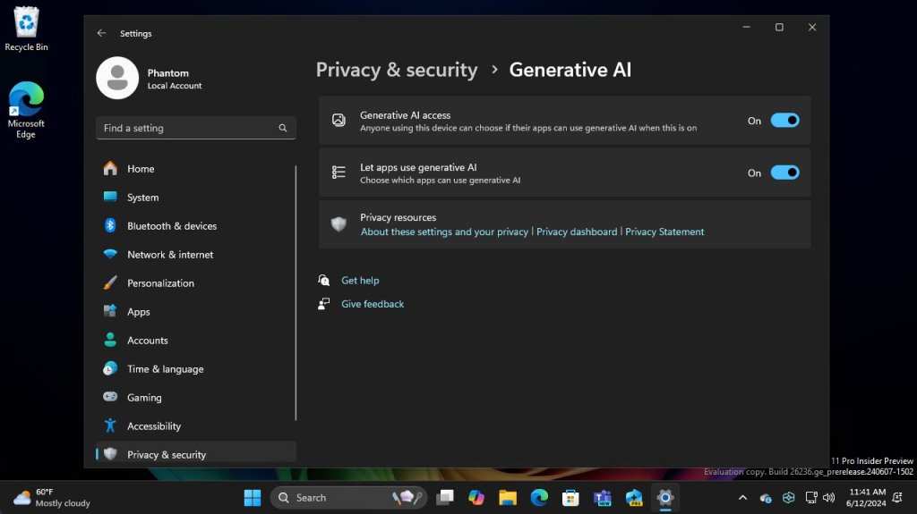 Windows 11 Akan Dapatkan Halaman Pengaturan Terkait Generative&nbsp;AI