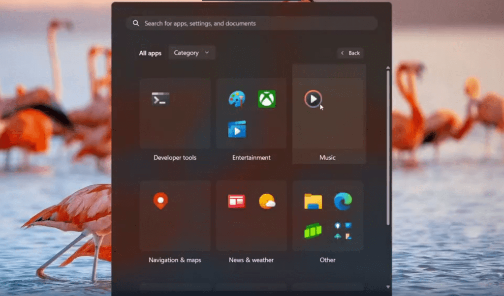 Menu Category di Start Menu Windows 11 Insider Beta Sudah Berfungsi!